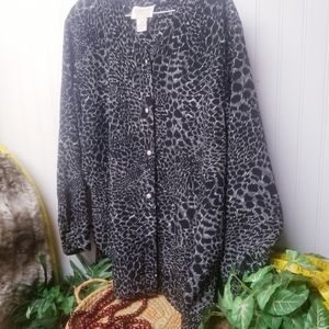 Vintage Jordan Woman Animal Print Button Down
